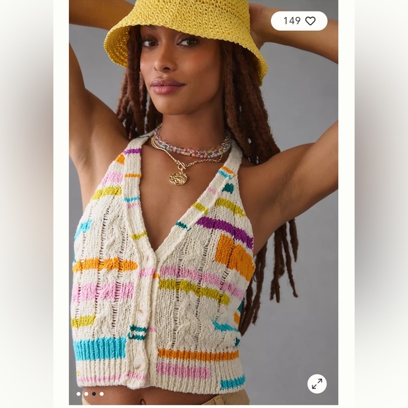 Anthropologie Pernille Rosenkilde Halter Knit Cropped Tank Size XL. - Picture 4 of 10